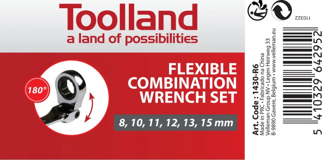 Velleman Flexibele Ring-Steeksleutelset 8-15mm - 6-delig