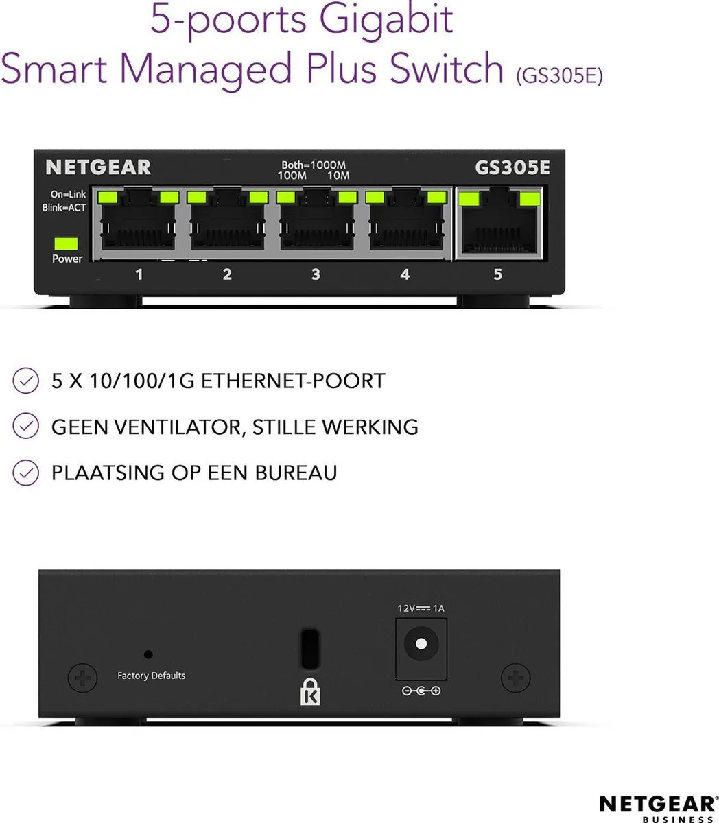 Netgear GS305E 5-poorts Managed Switch - 1Gbps