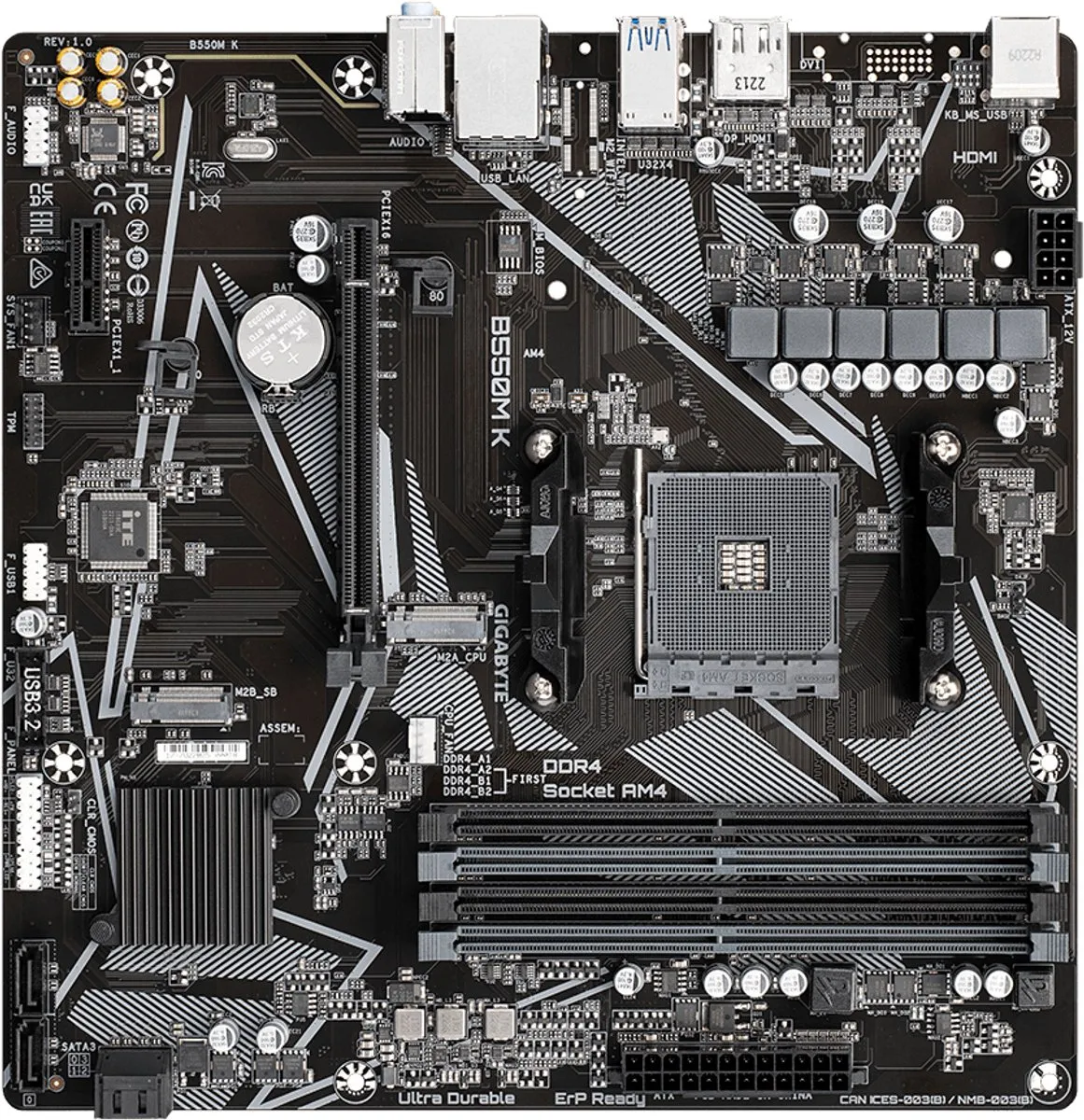 Gigabyte B550M K AM4 Micro-ATX Moederbord