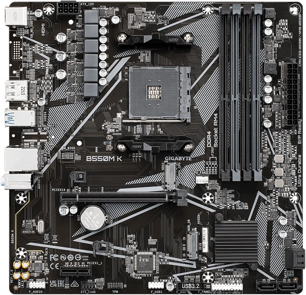 Gigabyte B550M K AM4 Micro-ATX Moederbord - afbeelding 6 van 6
