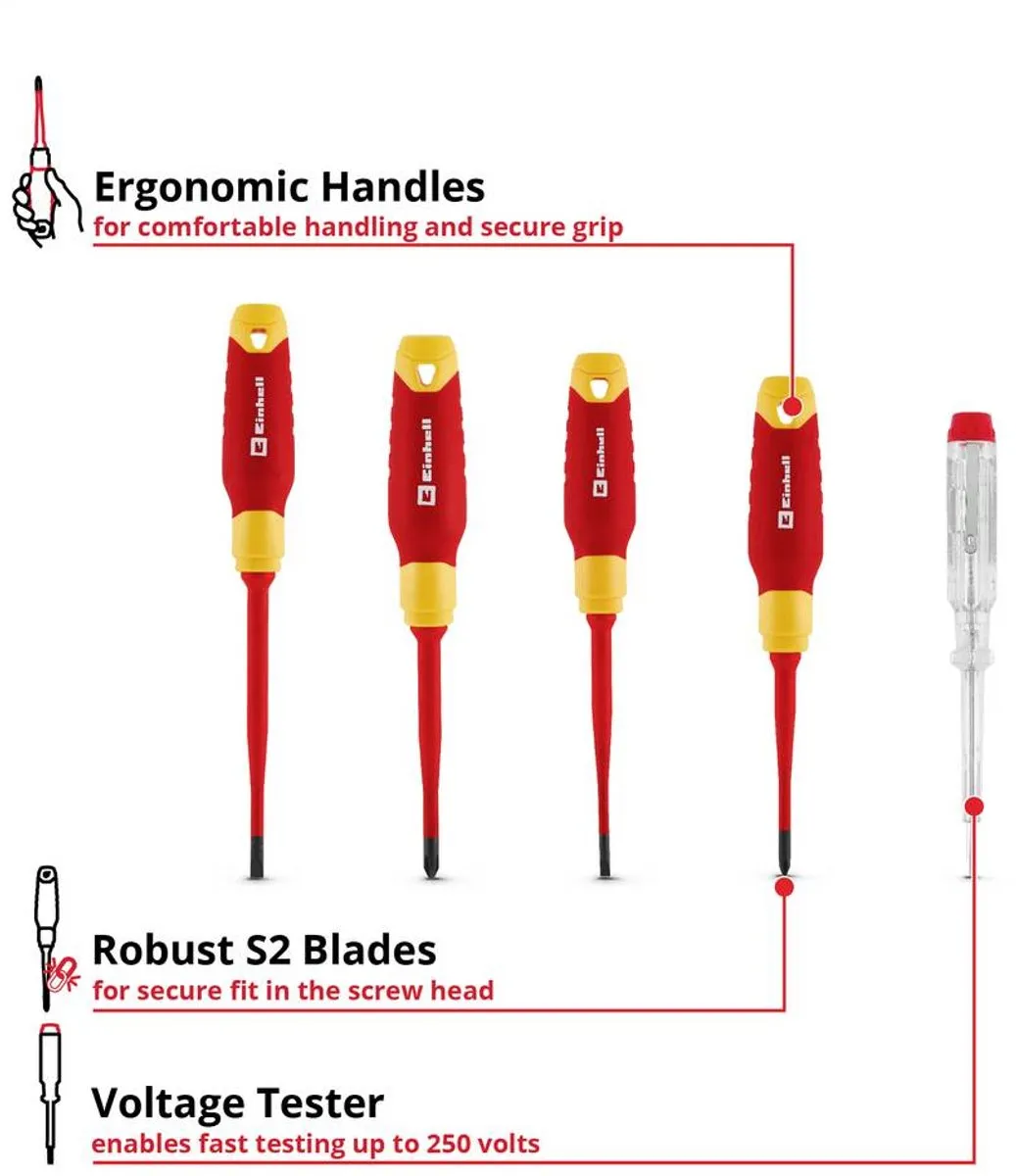 Einhell Schroevendraaierset VDE SL 4.0/5.5 & PH 1/2 - 4-delig