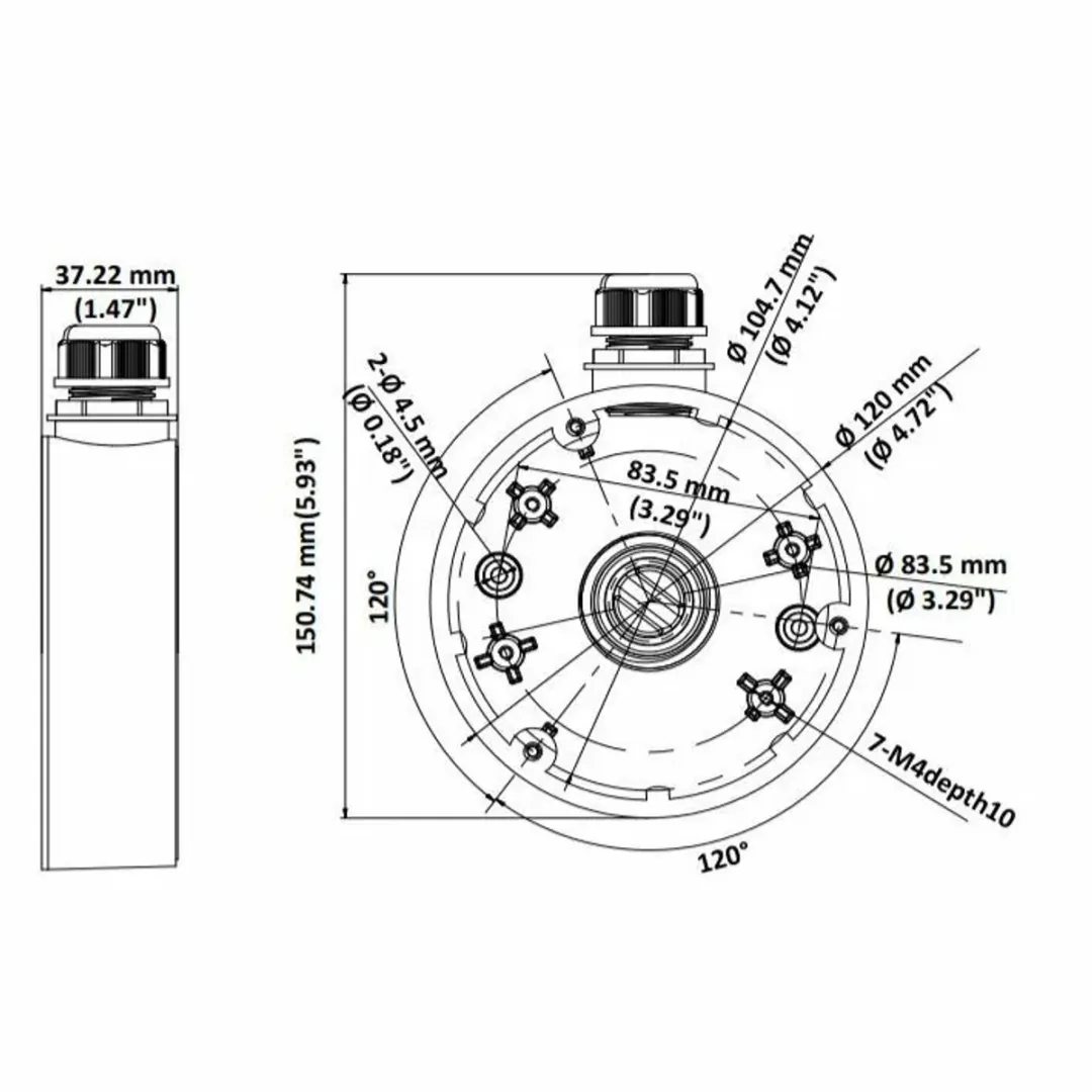 Hikvision DS-1280ZJ-DM46 Montagebox - Aluminium - Wit