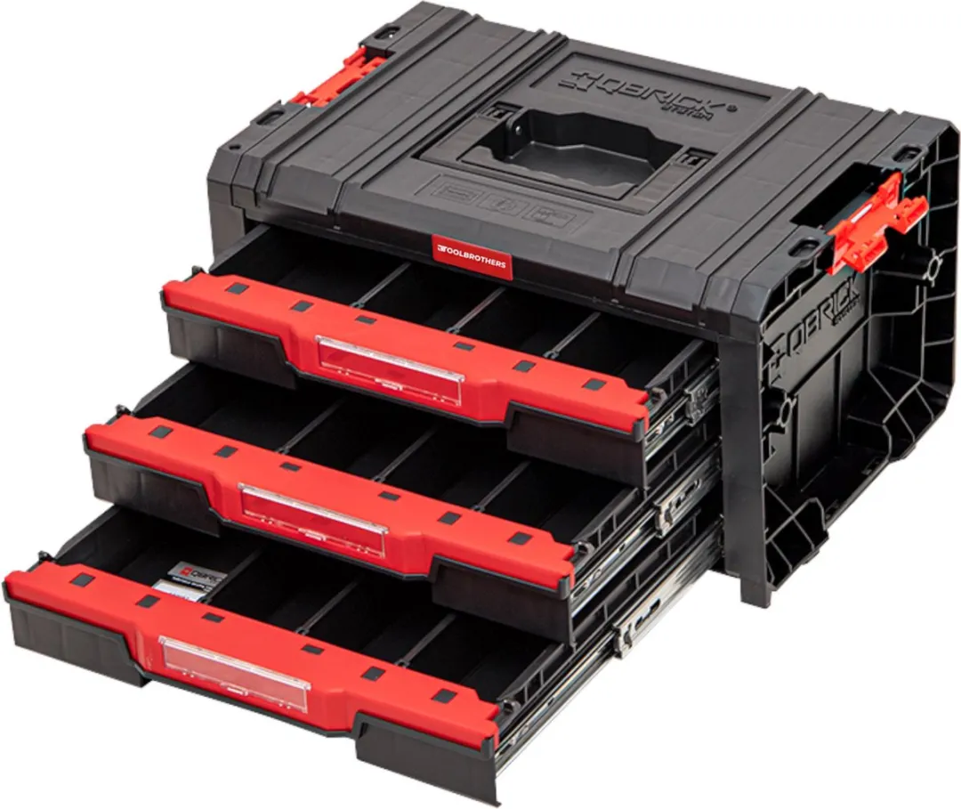 Toolbrothers RHINO Lade 3 ECO Basic - 3 Lades + 9 Verdelers IP54 - Rood/Zwart