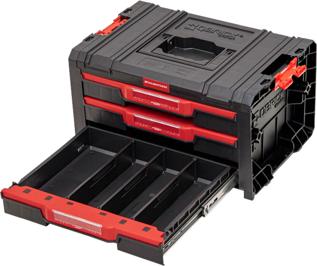 Toolbrothers RHINO Lade 3 ECO Basic - 3 Lades + 9 Verdelers IP54 - Rood/Zwart