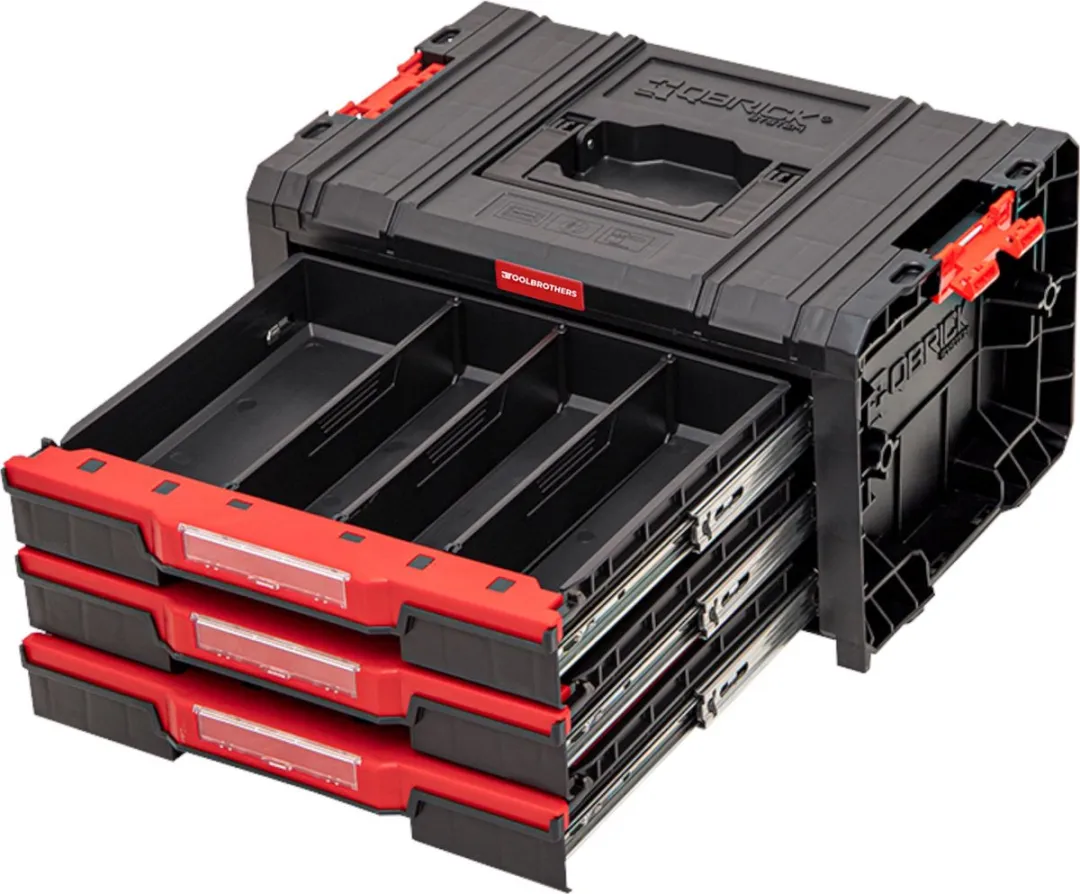 Toolbrothers RHINO Lade 3 ECO Basic - 3 Lades + 9 Verdelers IP54 - Rood/Zwart