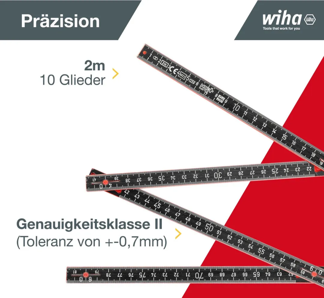 Wiha Duimstok LongLife Plus Composite 2m - 10 Delen