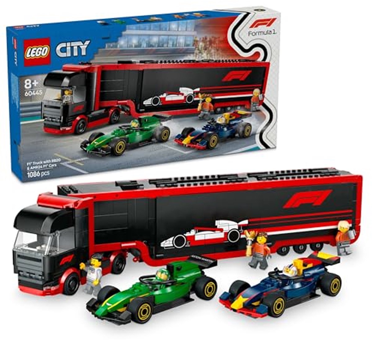 LEGO City F1 truck met RB20 en AMR24 F1® auto's speelset - 60445