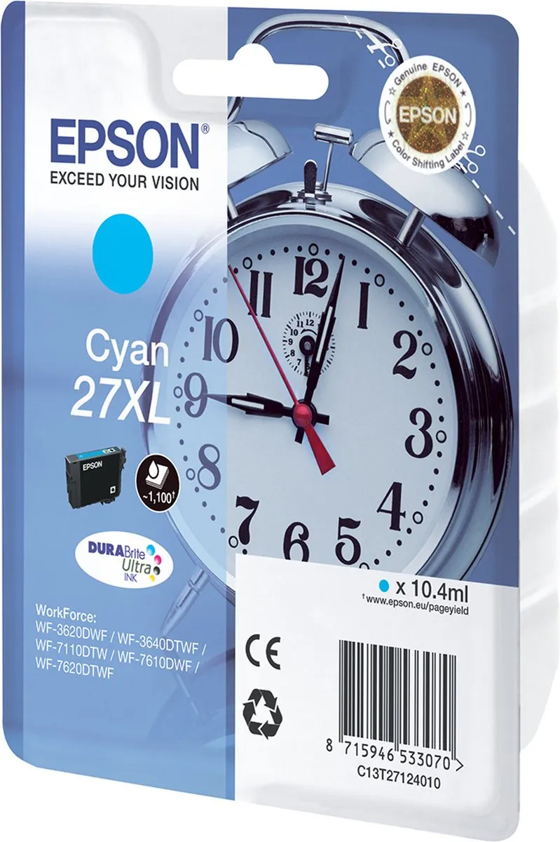 Epson 27XL Cyaan Inktcartridge - 1100 pagina's