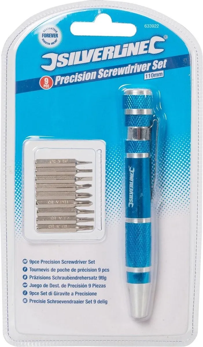 Silverline 9-delige Precisie Schroevendraaier Set 110mm - MPN 633922