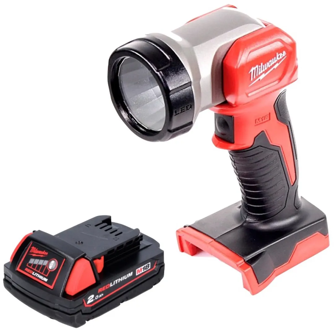 Milwaukee M18 TLED Acculamp - 1x 2,0 Ah Accu - Grijs/Zwart/Rood