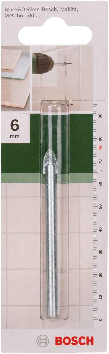 Bosch Glas- en tegelboren 6mm x 76mm - 3-delig - RVS