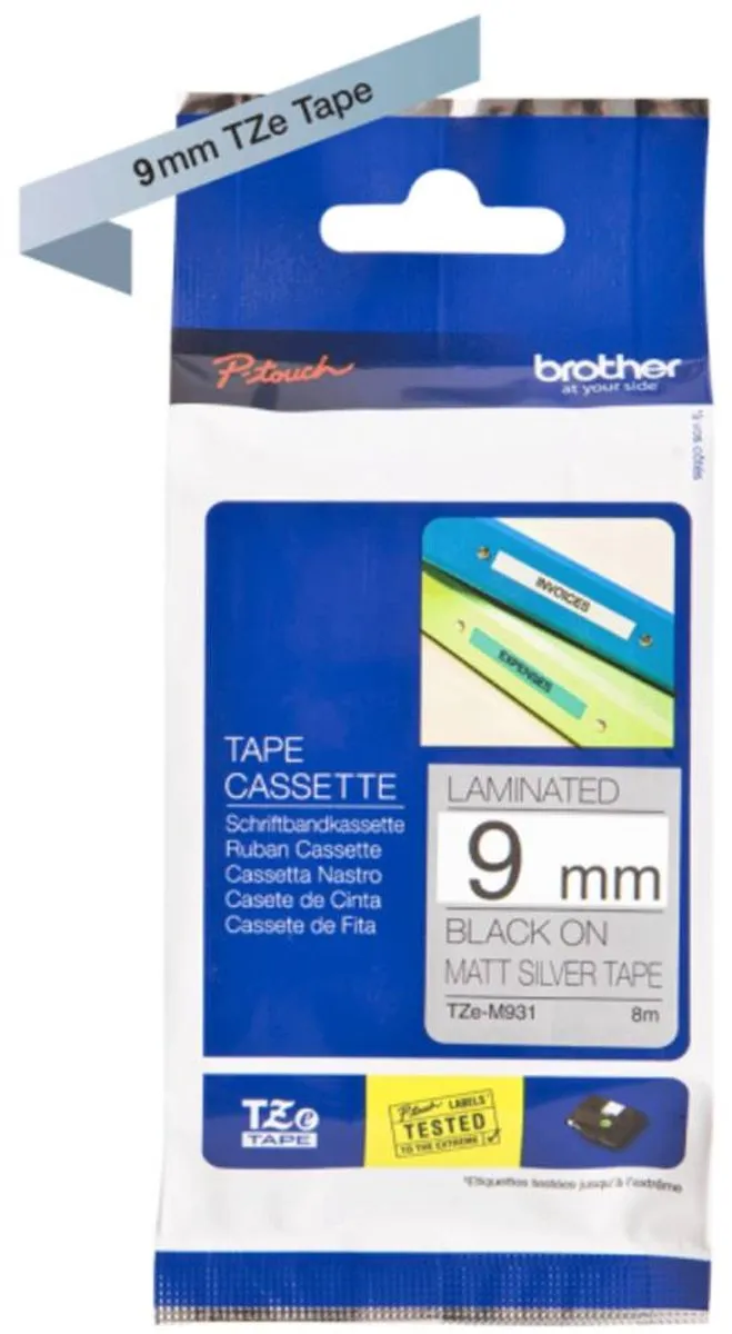 Brother TZe-M921 Labeltape - Zilver 9mm 8m