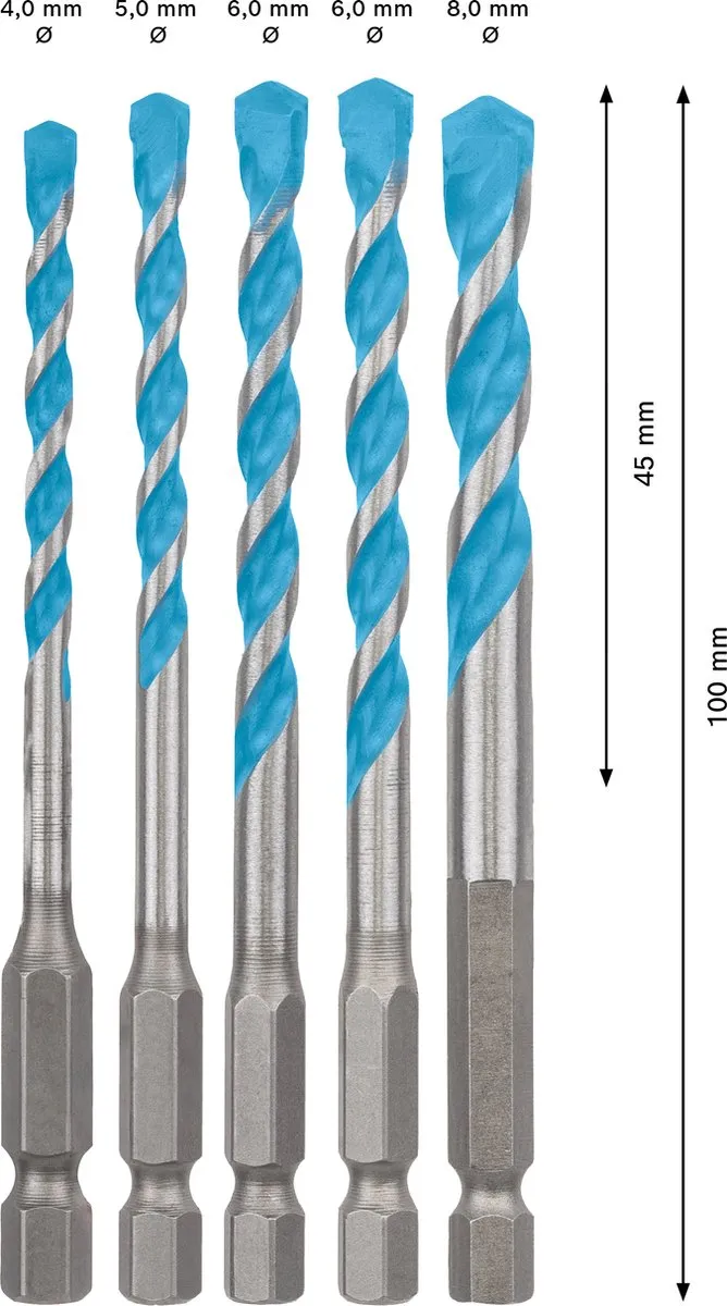 Bosch Professional EXPERT 5-delig Steen/Betonboorenset - 4/5/6/8mm
