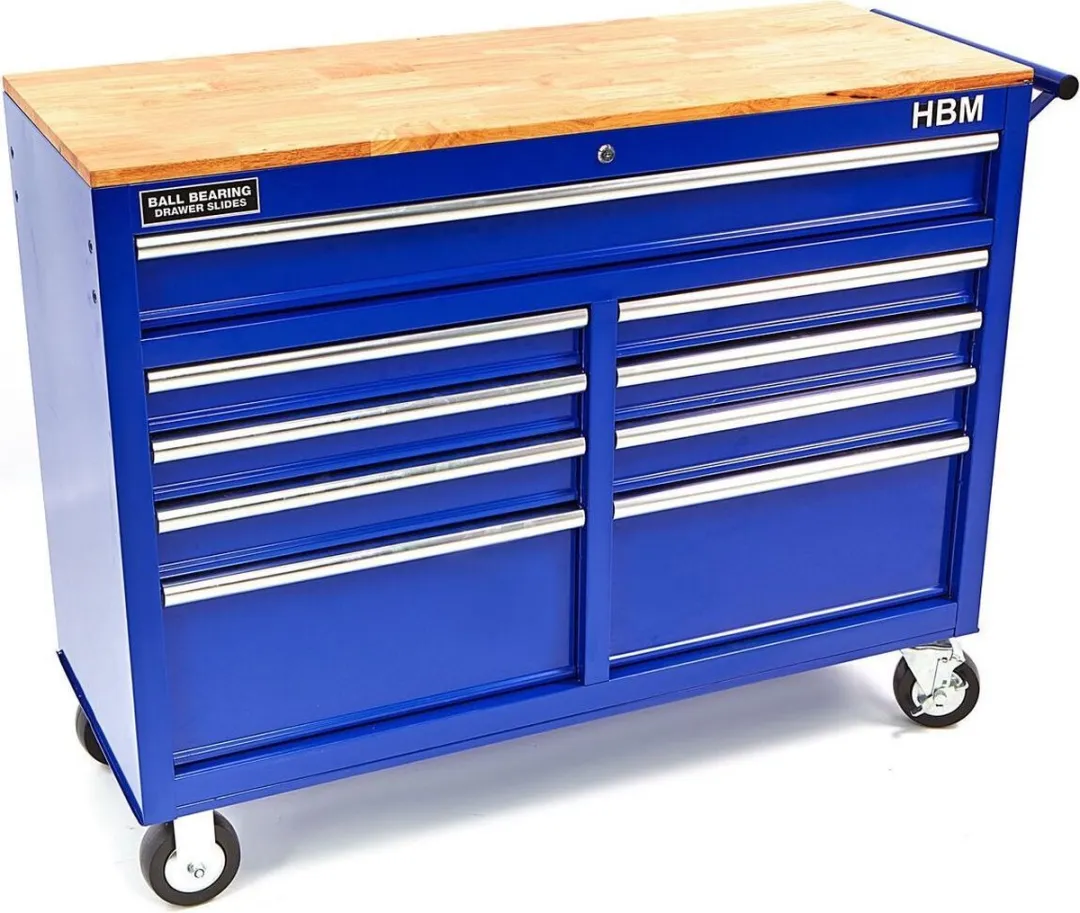 117 cm Verrijdbare Gereedschapswagen, Werkbank met Houten werkblad