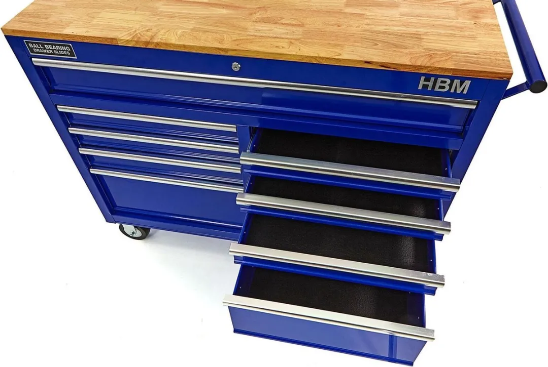 117 cm Verrijdbare Gereedschapswagen, Werkbank met Houten werkblad