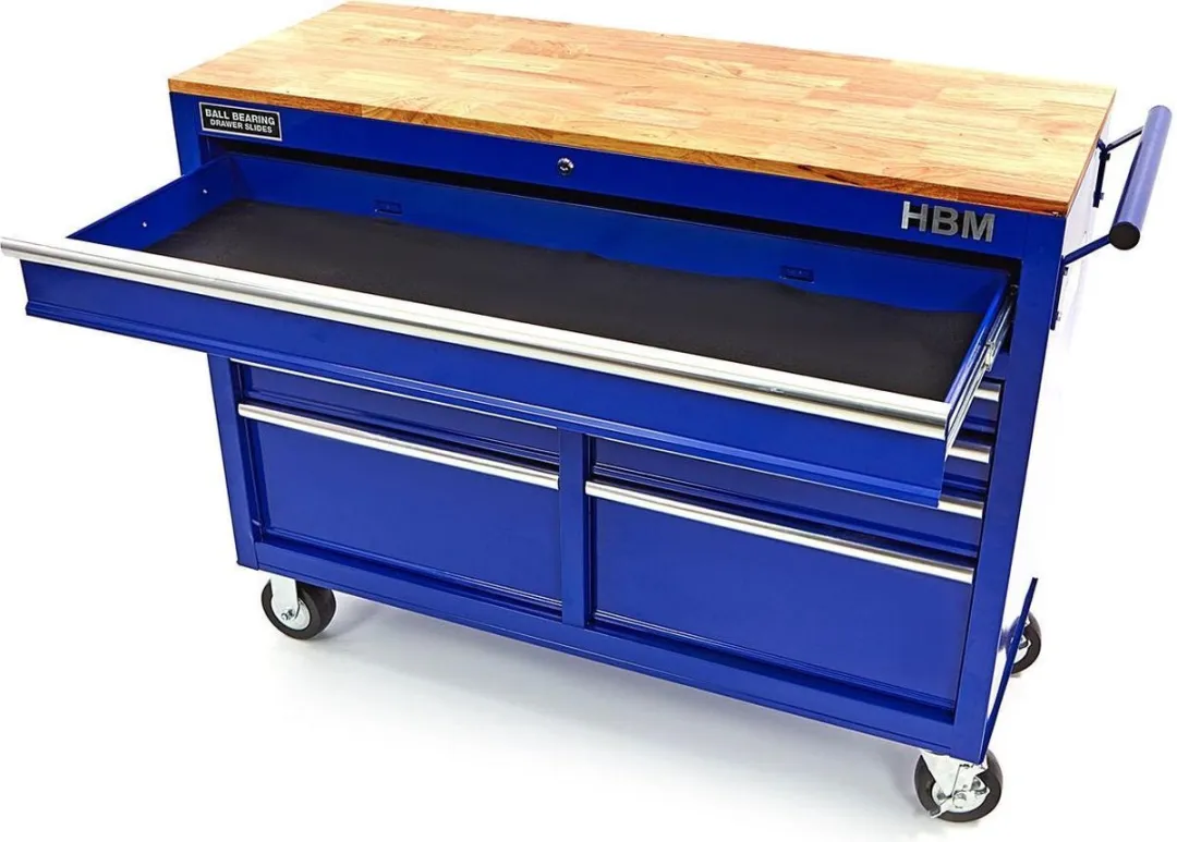 117 cm Verrijdbare Gereedschapswagen, Werkbank met Houten werkblad