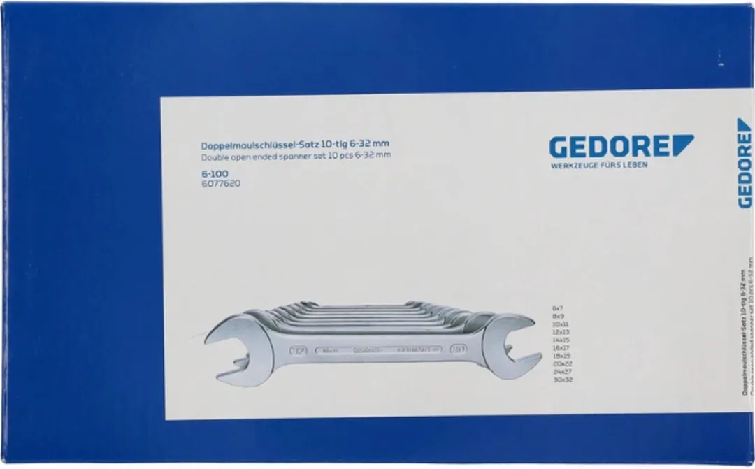 Gedore 6077620 Dubbele Steeksleutelset 10-delig 6-32mm