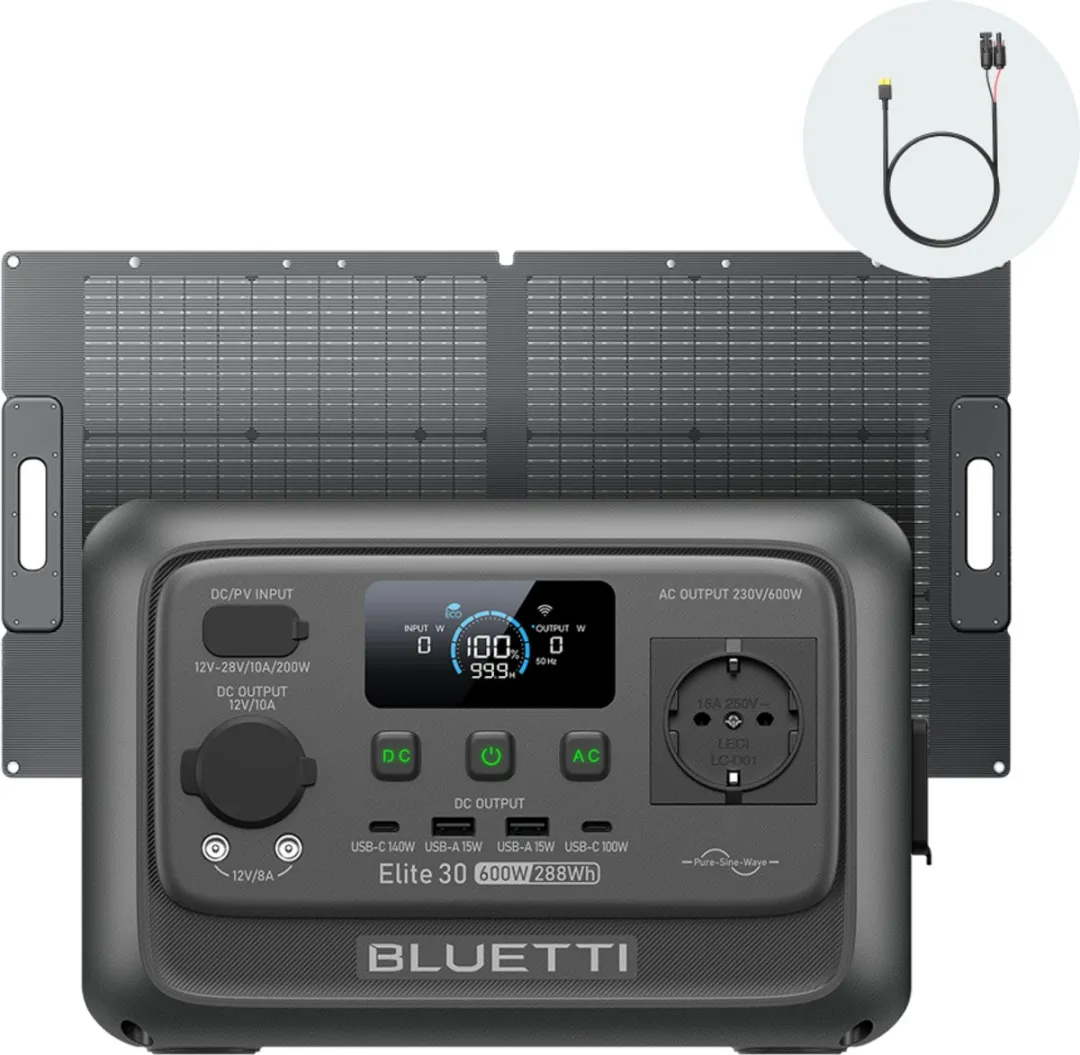 Bluetti Elite 30 V2 Powerstation 600W + Zonnepaneel