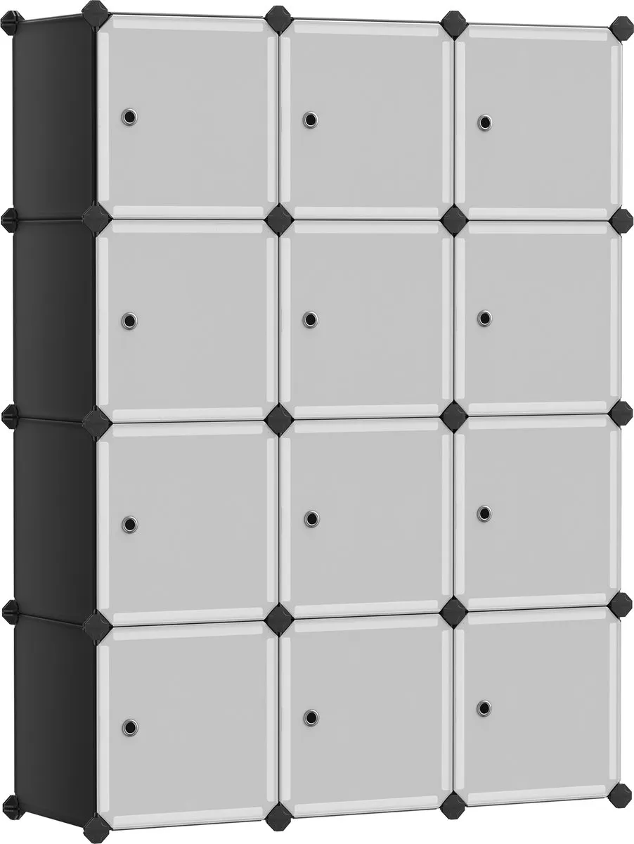 Songmics LPC34HV1 Kledingkast met Schoenenrek - 12 Kubussen - Zwart-wit