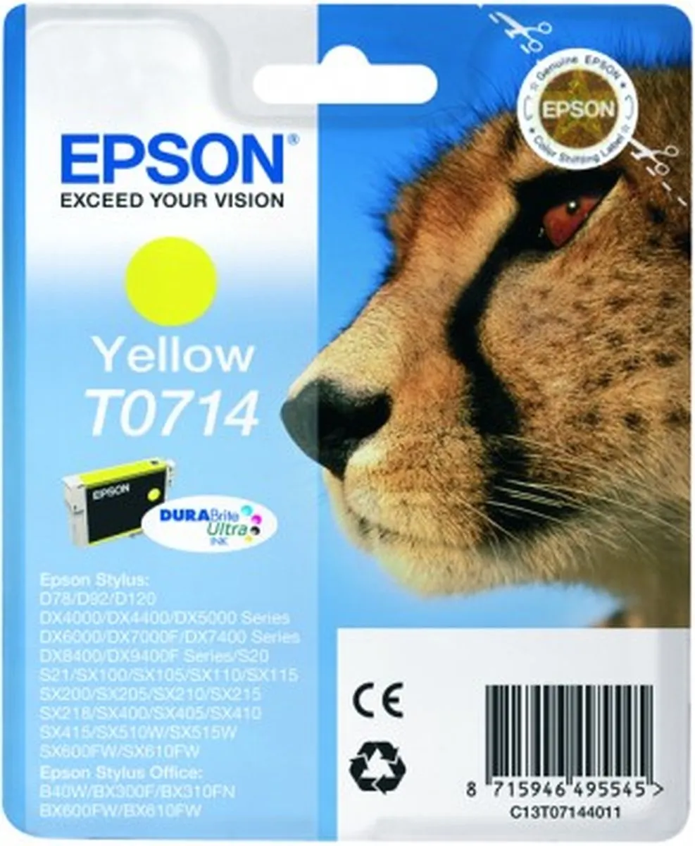 Epson T071 Geel Inktcartridge - 245 Pagina's