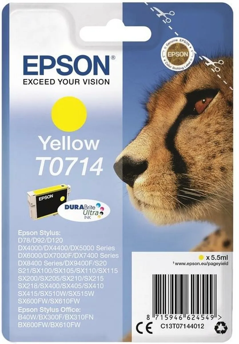 Epson T071 Geel Inktcartridge - 245 Pagina's