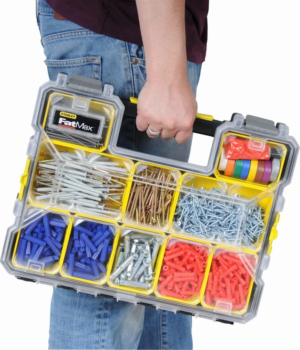 Stanley FatMax Ondiepe Organizer 1-97-519 - 10 Bakjes - Zwart/Geel - afbeelding 6 van 6