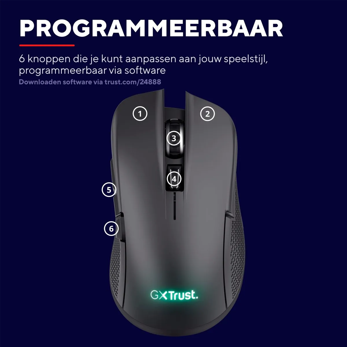 Trust GXT 923 YBAR Gaming Muis - 7200 dpi - Zwart