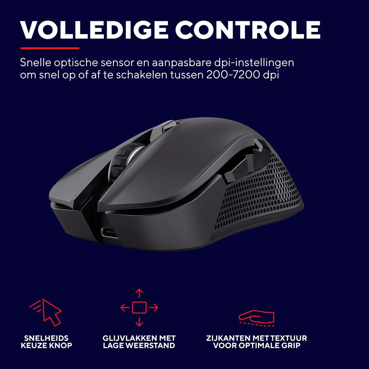 Trust GXT 923 YBAR Gaming Muis - 7200 dpi - Zwart