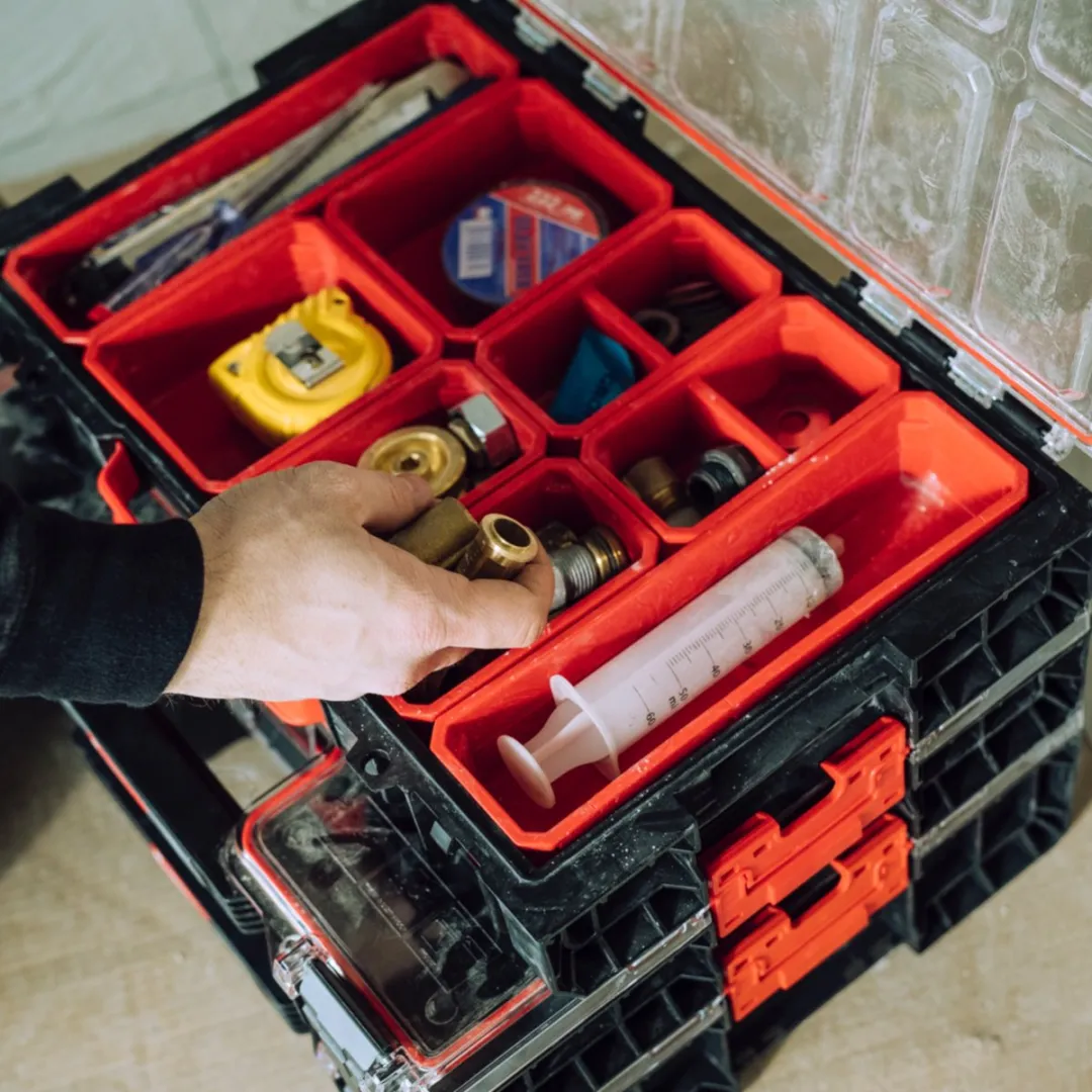 Toolbrothers RHINO L Organizer ECO - 8 Boxen IP54 - Rood/Transparant/Zwart