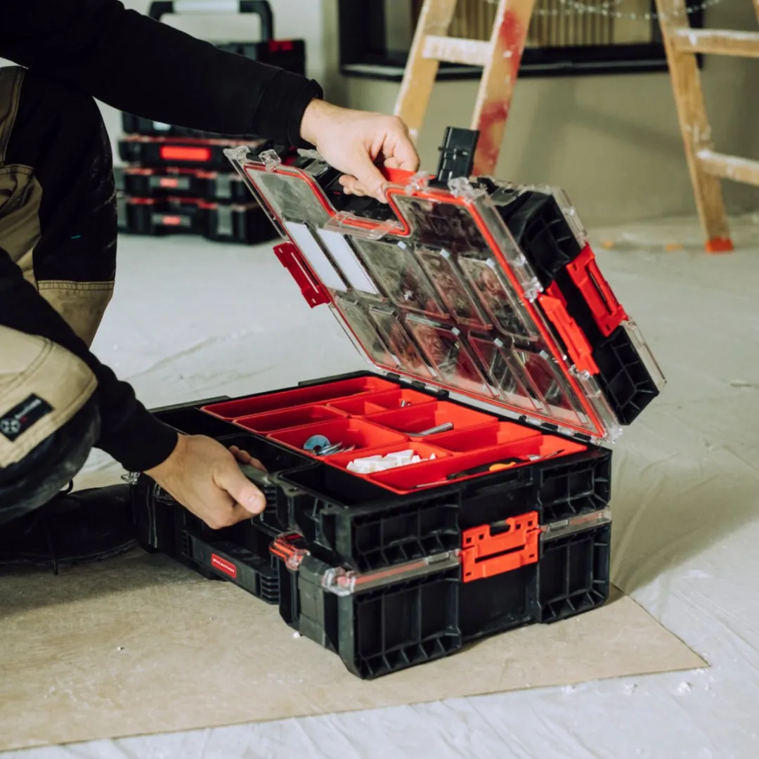 Toolbrothers RHINO L Organizer ECO - 8 Boxen IP54 - Rood/Transparant/Zwart