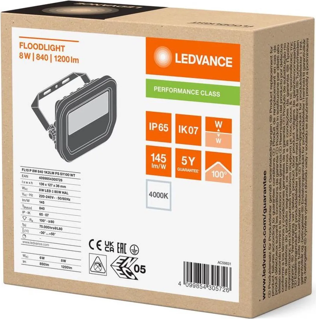 Ledvance LED Floodlight 8W 1200lm - Wit