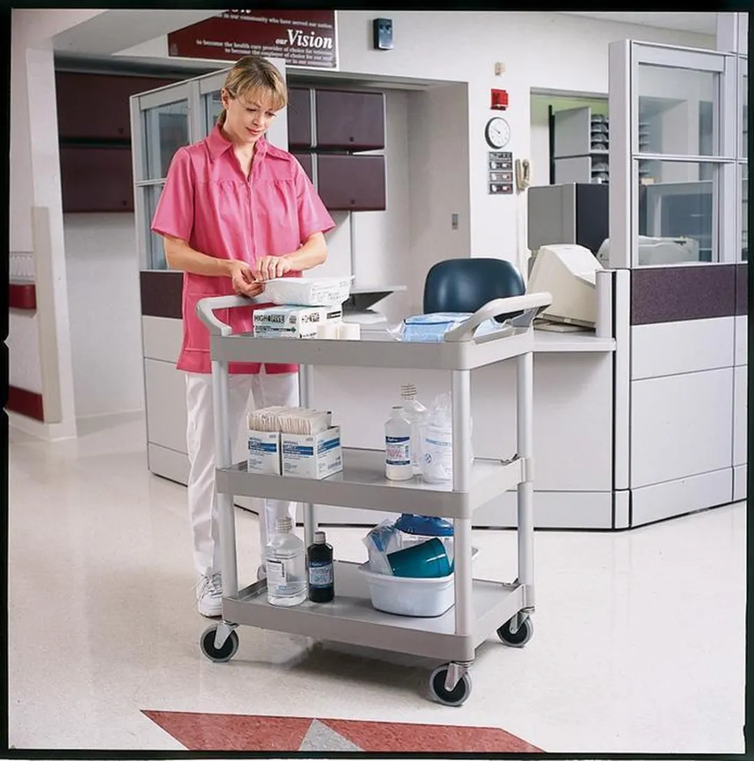 Rubbermaid Multifunctionele Trolley 3 Schappen - Platina