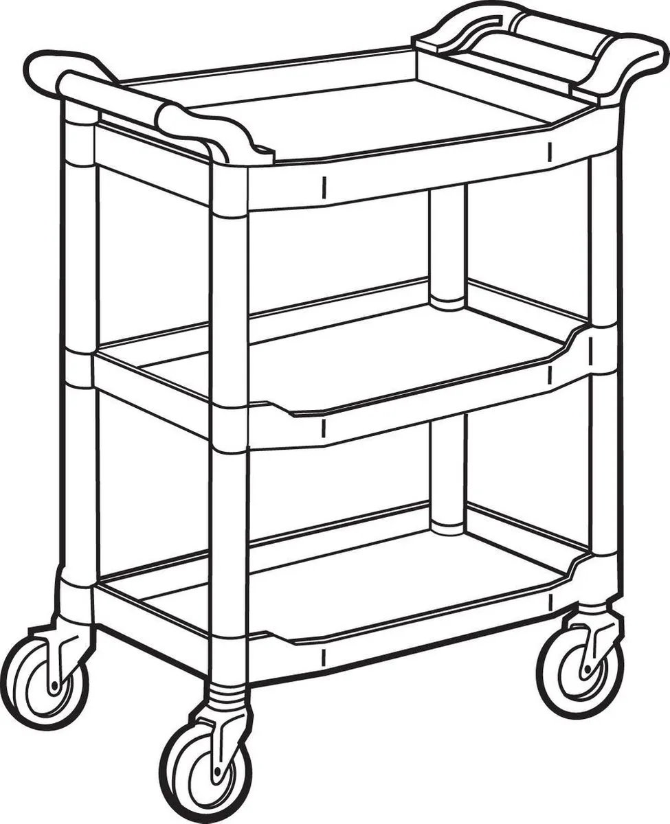 Rubbermaid Multifunctionele Trolley 3 Schappen - Platina