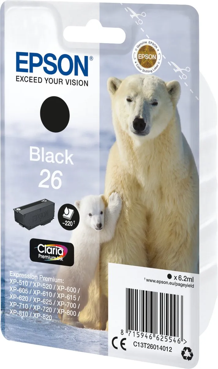 Epson C13T26014010 Zwart Inktcartridge - 220 pagina's