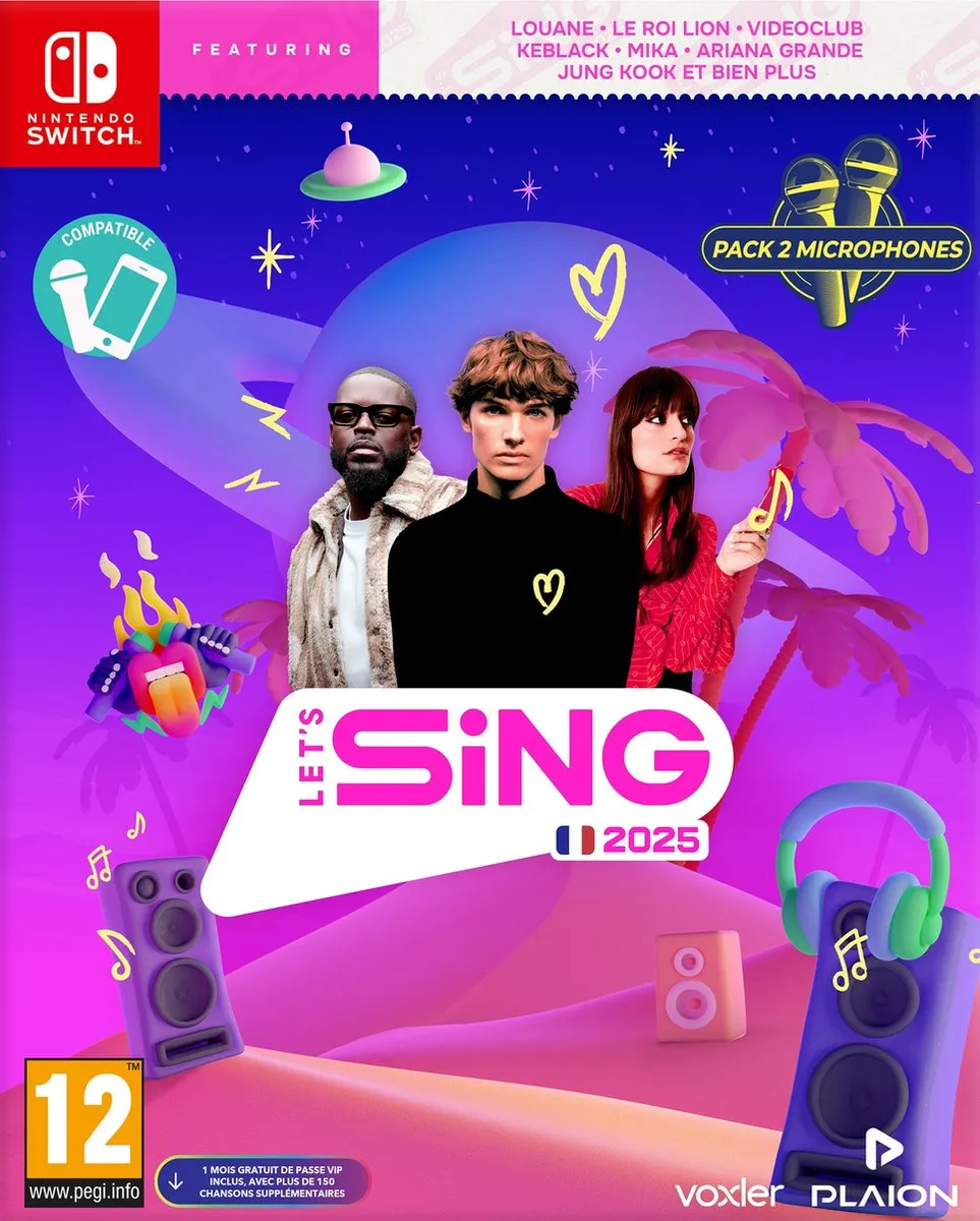 Plaion Let's Sing 2025 Franse Editie - 2 Microfoons - Nintendo Switch