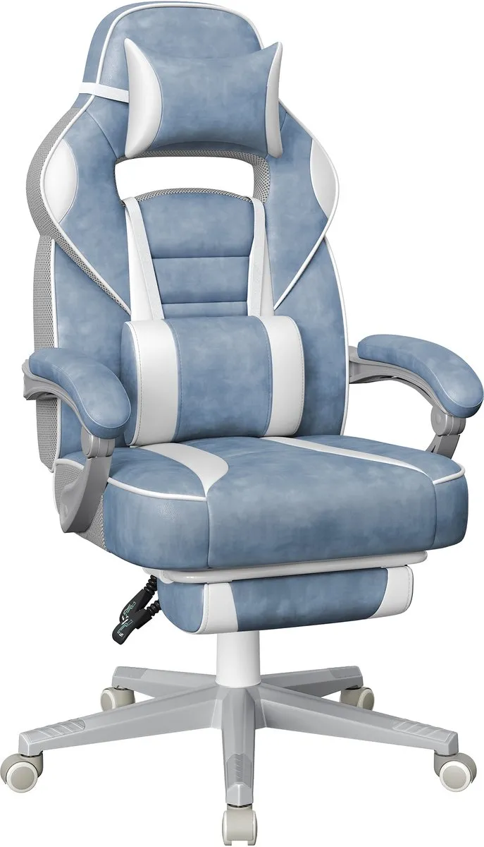 Songmics OBG073Q01V1 Ergonomische Gamingstoel - Zeeblauw-crèmewit