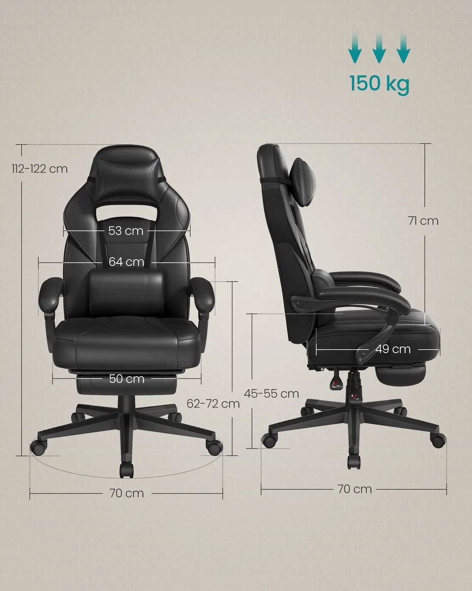 Songmics OBG073BH13 Ergonomische Bureaustoel - Hoogteverstelbaar - Zwart