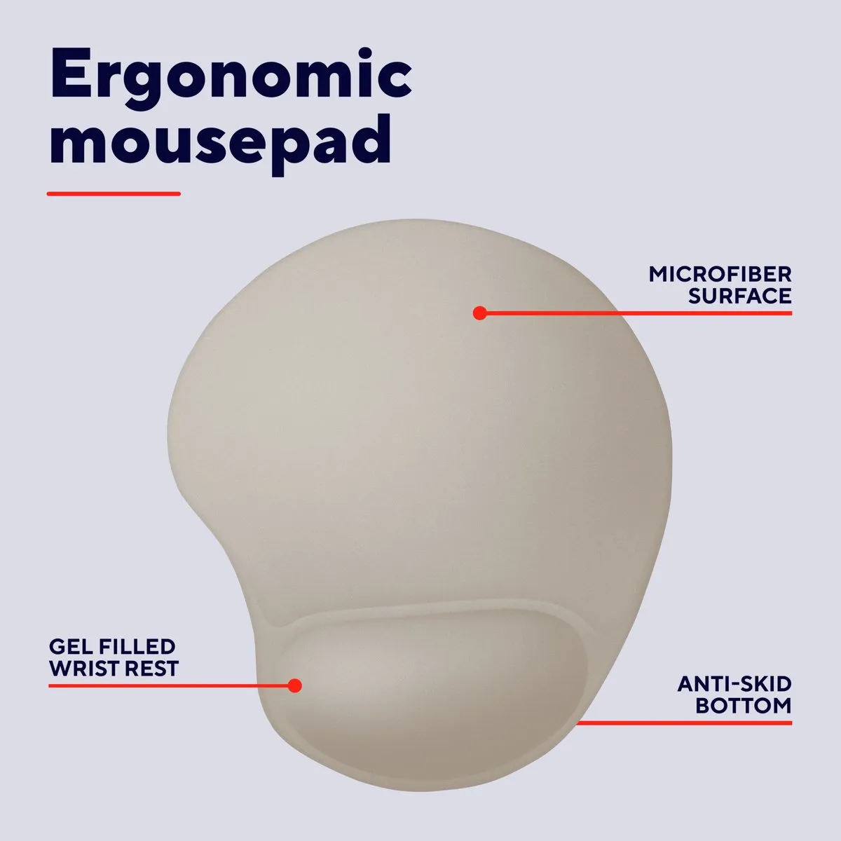 Trust BigFoot Muismat - Ergonomisch - Beige