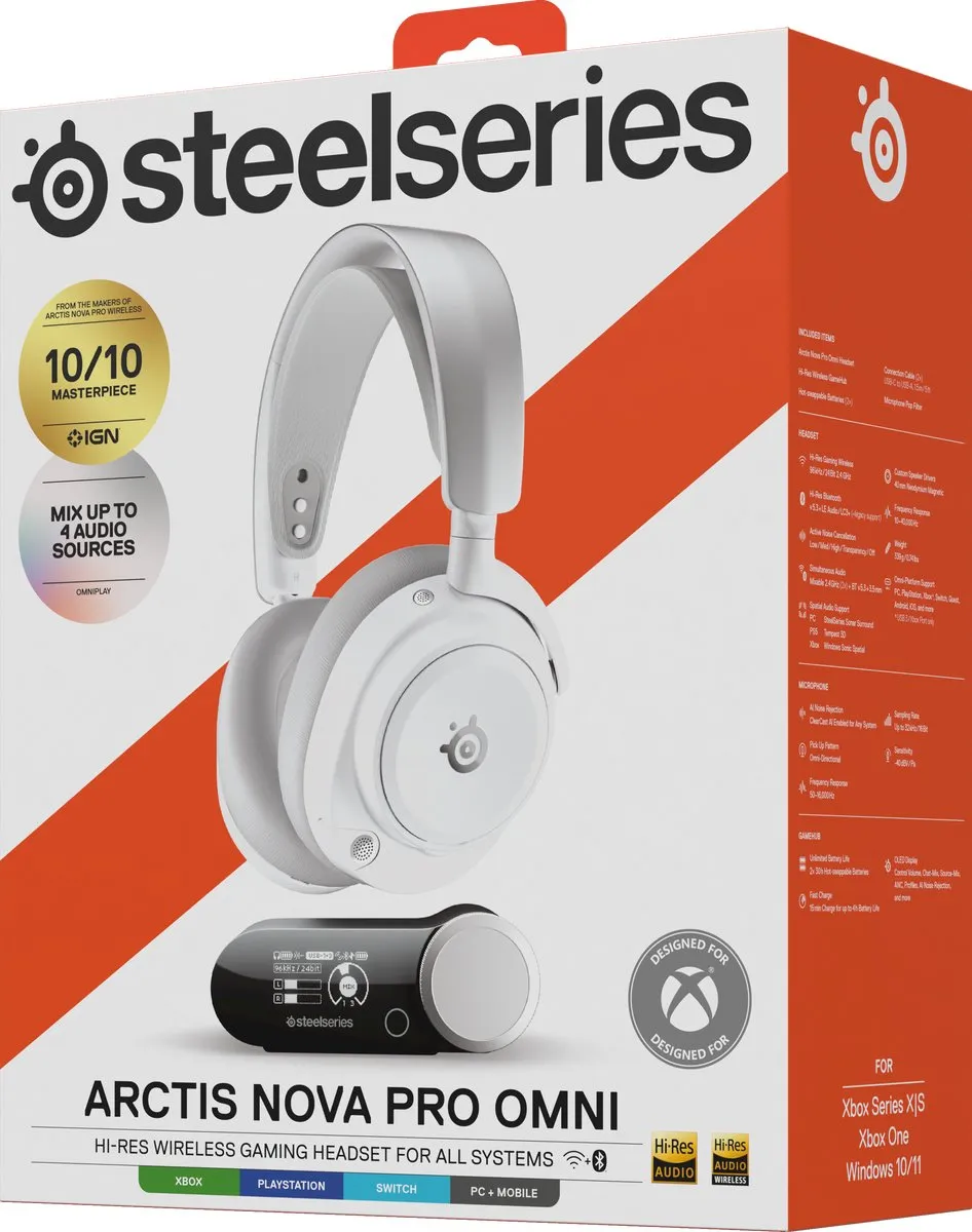 SteelSeries Arctis Nova Pro Omni 61727 Gaming Headset - Wit