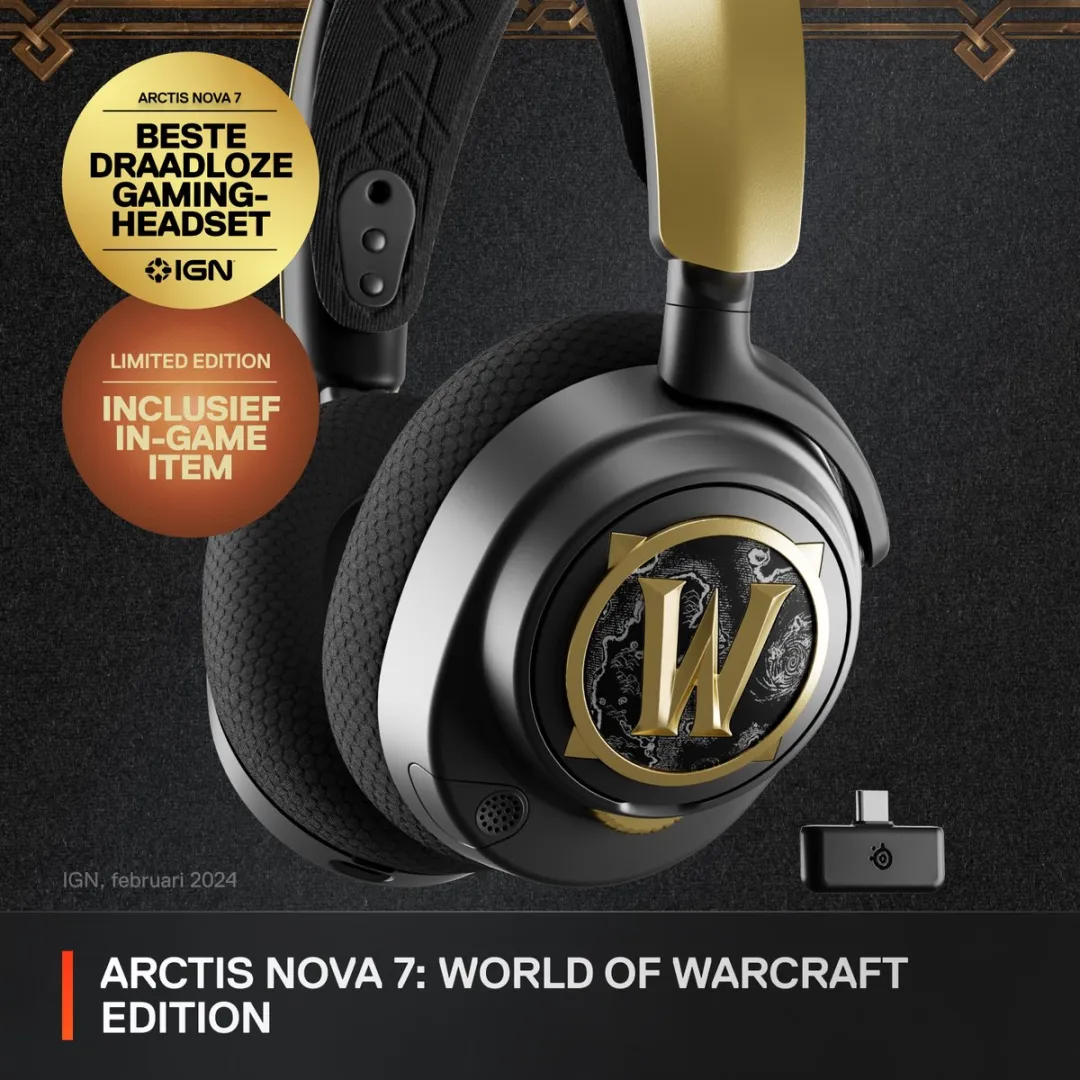 SteelSeries Arctis Nova 7 61558 Draadloze Headset - 360° Audio - Zwart/Goud - afbeelding 4 van 6