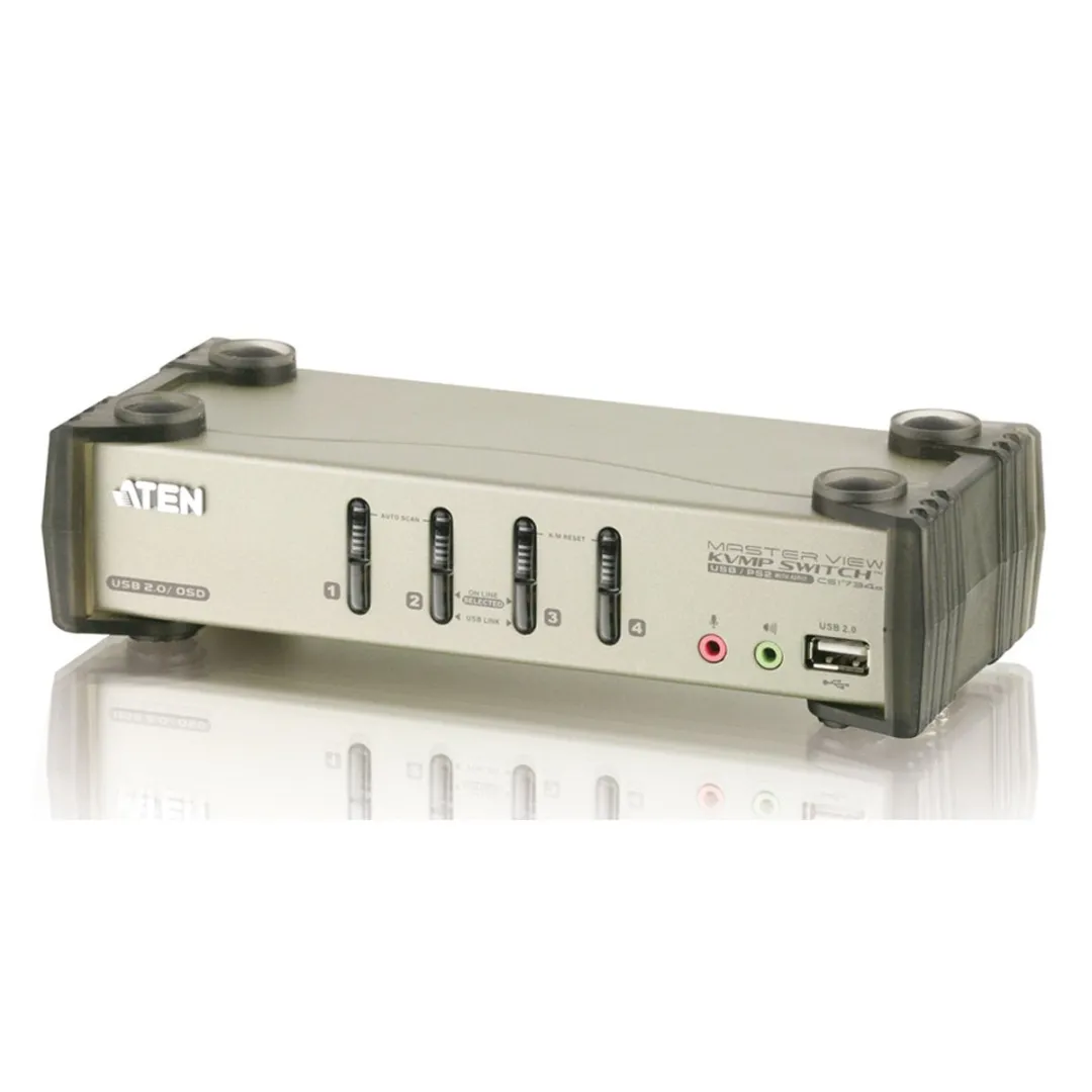 ATEN CS1734B KVM-schakelaar USB 2.0 - 4 poorten - 2.1 Surround Sound Audio