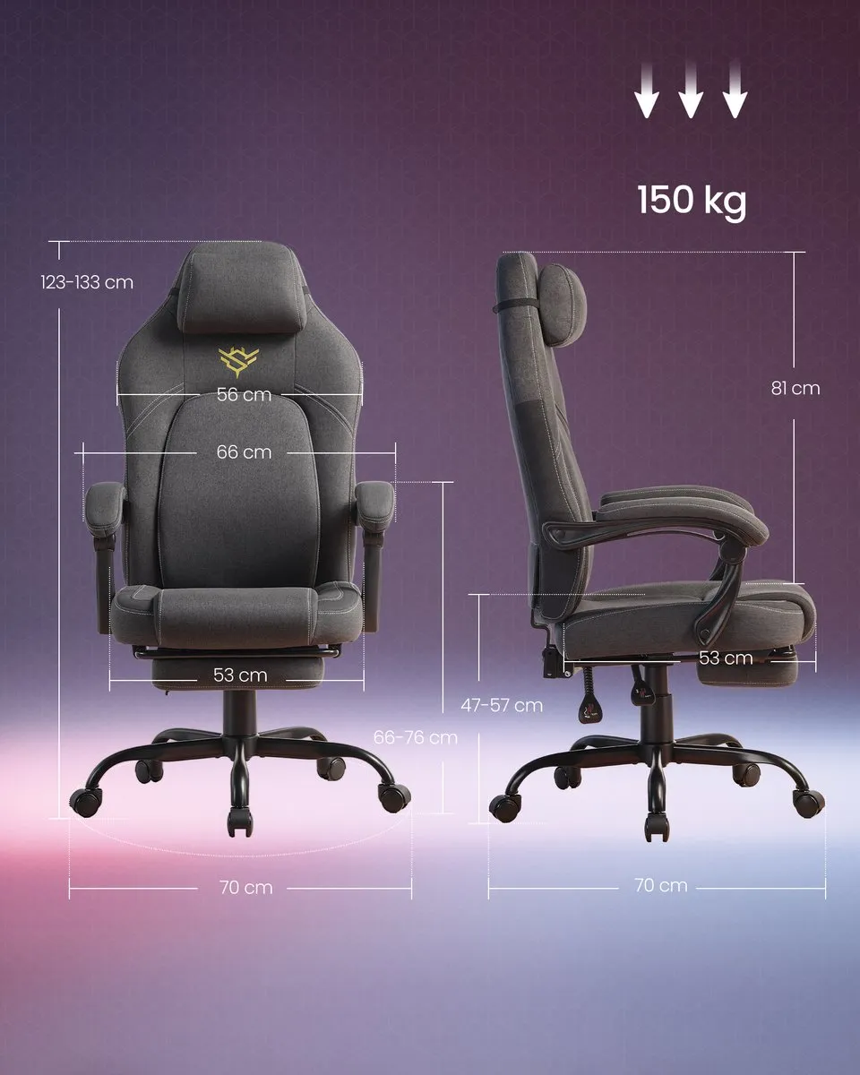 Songmics OBG072G01V1 Ergonomische Gamingstoel - Grijs
