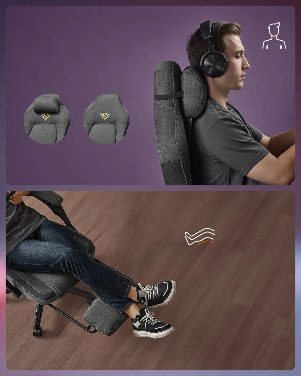 Songmics OBG072G01V1 Ergonomische Gamingstoel - Grijs