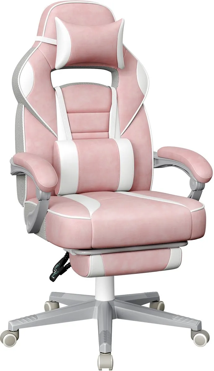 Songmics OBG073P01V1 Ergonomische Bureaustoel - Pastelroze-crèmewit