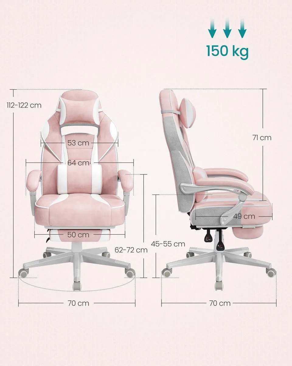 Songmics OBG073P01V1 Ergonomische Bureaustoel - Pastelroze-crèmewit - afbeelding 6 van 6
