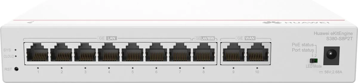 Huawei eKit S380 Netwerk Switch 8x PoE 1Gbps - Grijs