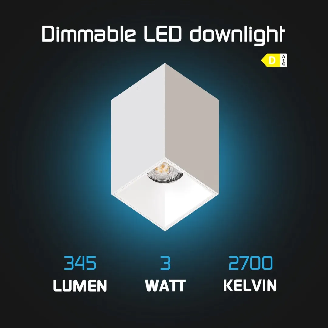LEDVION 6x LED Opbouwspot Vierkant 80x80mm - Wit - 2700K - 3W
