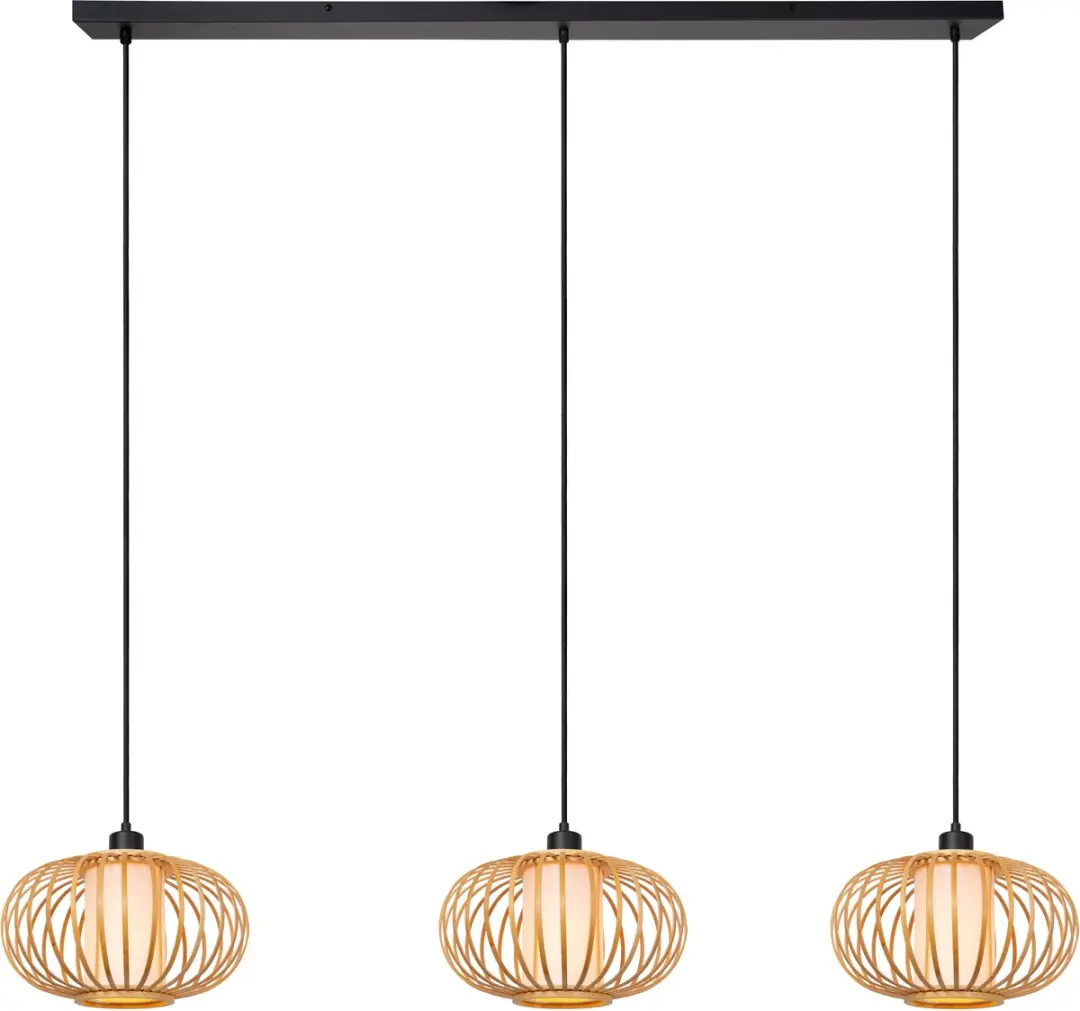 Lucide Thuline Hanglamp 3xE27 - Lichte houtlook