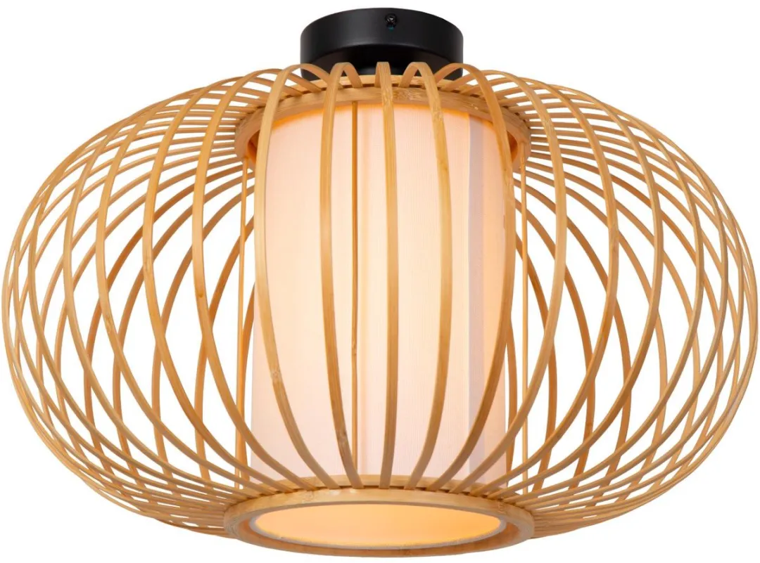 Lucide Thuline Plafondlamp Ø45cm - 1xE27 - Lichte houtlook