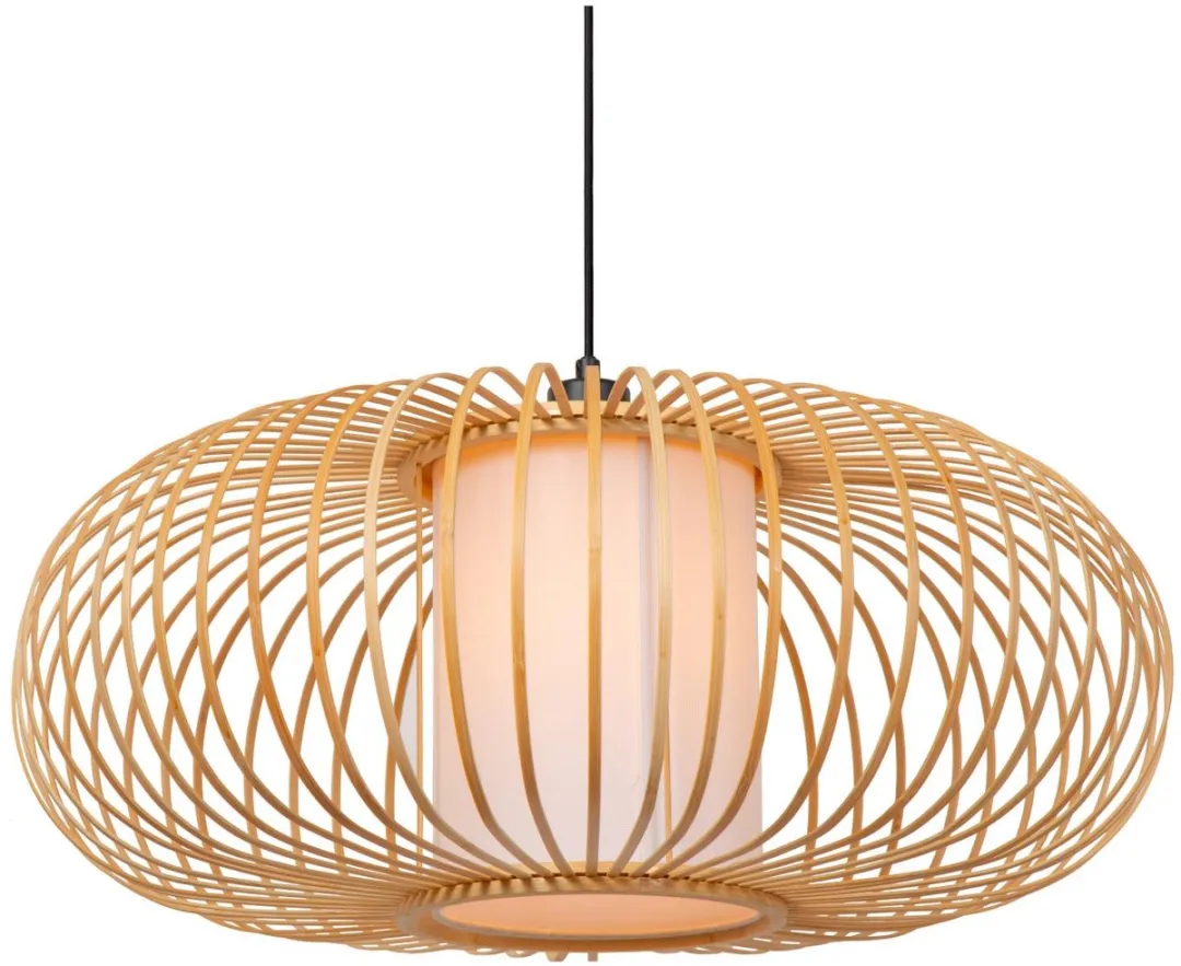 Lucide Thuline Hanglamp Ø60cm - Lichte houtlook